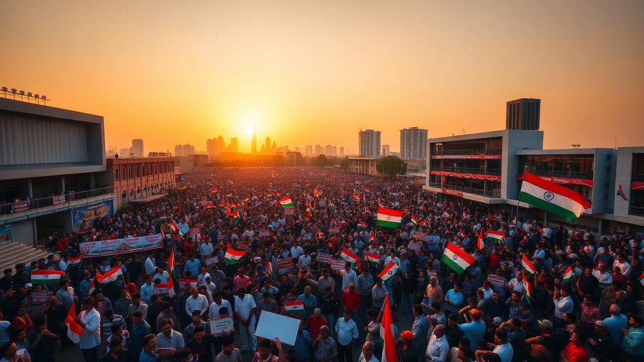A peaceful citizen movement gathering in India